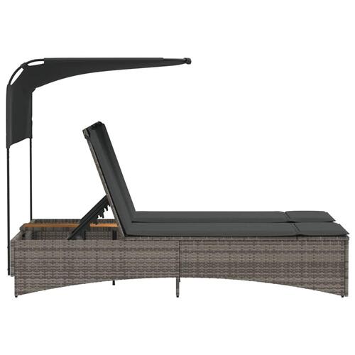 Solseng med baldakin og hynder polyrattan grå