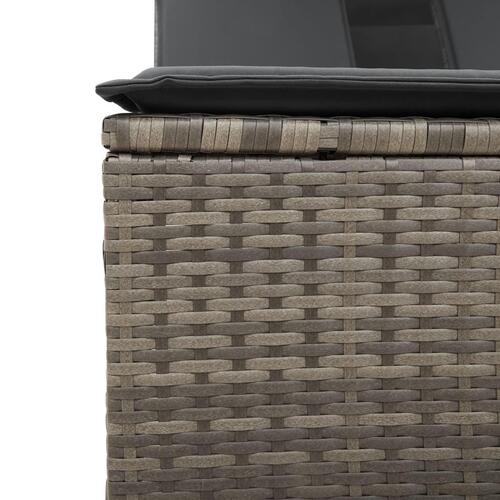 Solseng med baldakin og hynder polyrattan grå