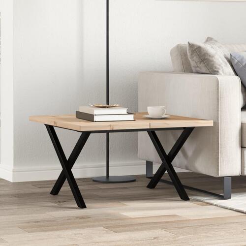 Sofabord 60x60x40,5 cm X-stel massivt fyrretræ og stål