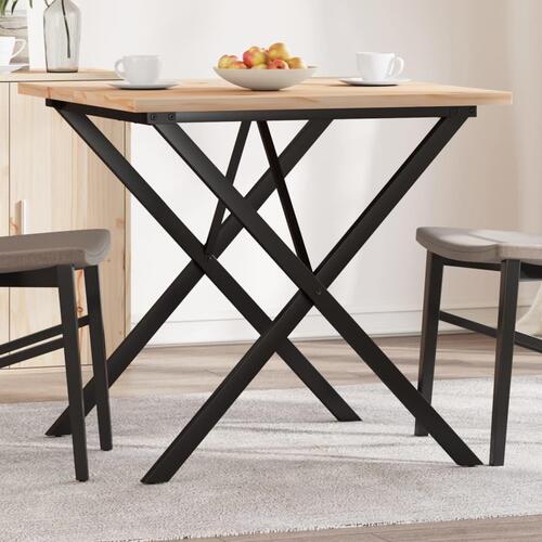 Spisebord 90x90x75,5 cm X-stel massivt fyrretræ og stål