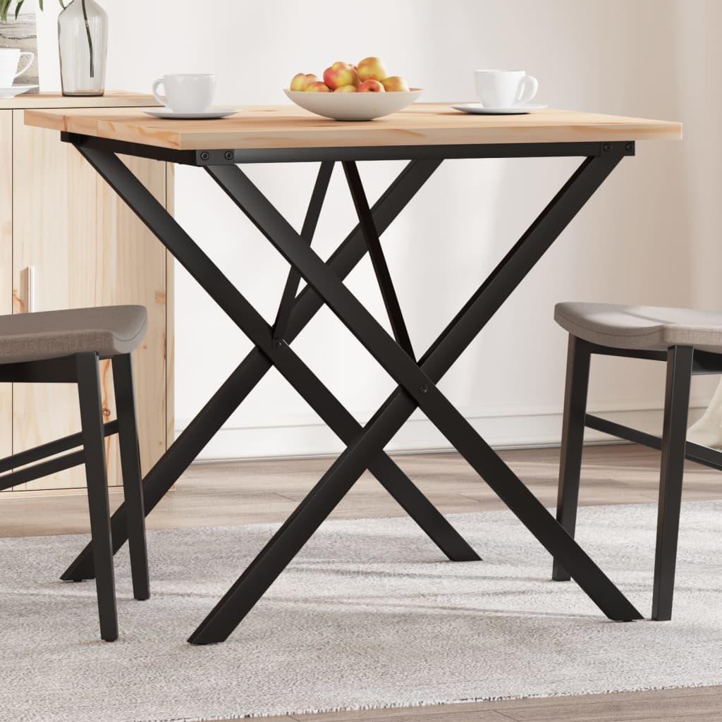 Spisebord 90x90x75,5 cm X-stel massivt fyrretræ og stål