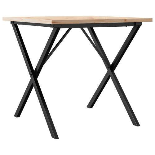 Spisebord 90x90x75,5 cm X-stel massivt fyrretræ og stål