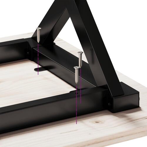 Spisebord 90x90x75,5 cm X-stel massivt fyrretræ og stål