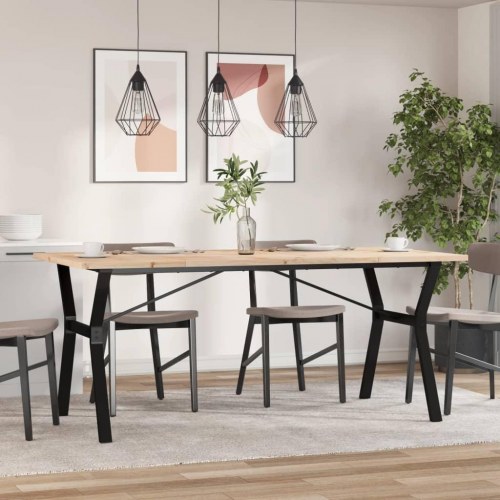 Spisebord 180 x 90 x 75,5 cm med Y-stel i massivt fyrretræ og stål