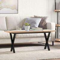 Sofabord 110x40x45,5 cm X-stel massivt fyrretræ og stål