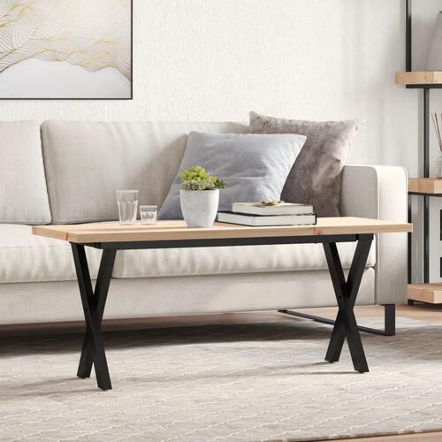 Sofabord 110x40x45,5 cm X-stel massivt fyrretræ og stål