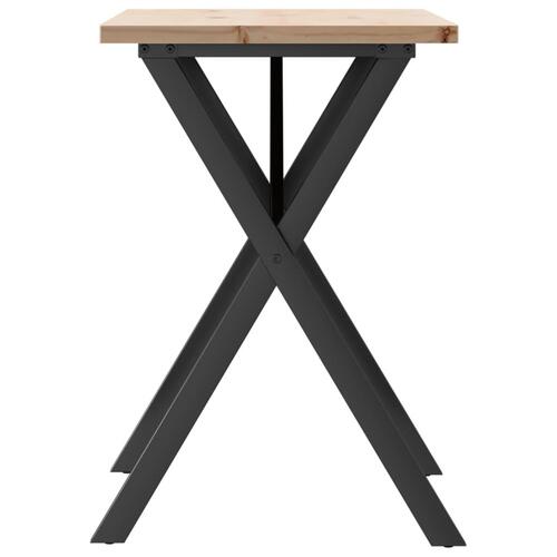 Spisebord 80x50x75,5 cm X-stel massivt fyrretræ og stål