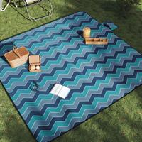Picnictæppe 200x200 cm foldbart bølget fløjl blå