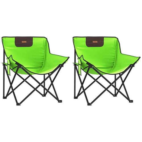 Campingstole med lommer 2 stk. foldbar grøn