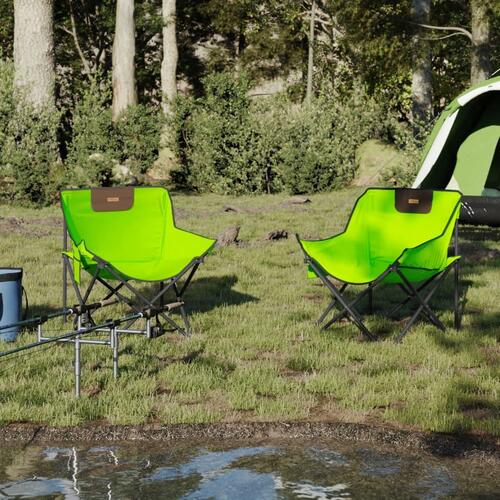 Campingstole med lommer 2 stk. foldbar grøn