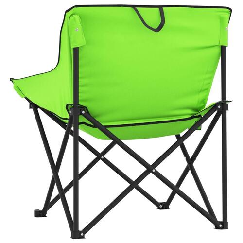 Campingstole med lommer 2 stk. foldbar grøn