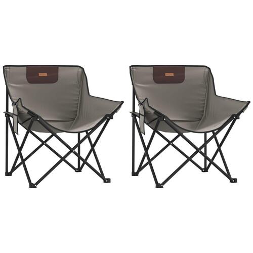Campingstole med lommer 2 stk. foldbar grå