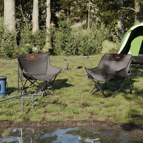 Campingstole med lommer 2 stk. foldbar grå