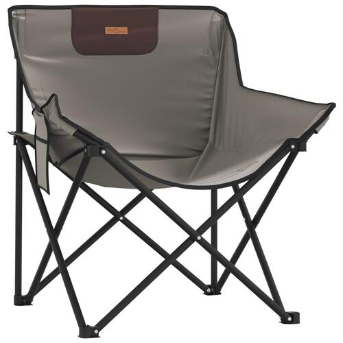 Campingstole med lommer 2 stk. foldbar grå
