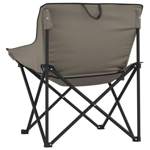 Campingstole med lommer 2 stk. foldbar grå