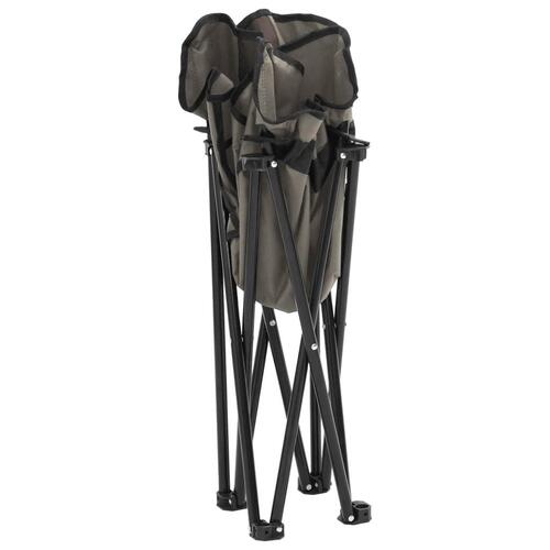 Campingstole med lommer 2 stk. foldbar grå