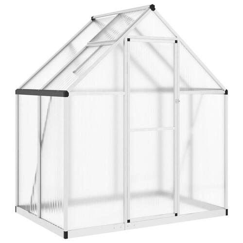 Drivhus med fundamentramme 169x114x195 cm aluminium sølvfarvet