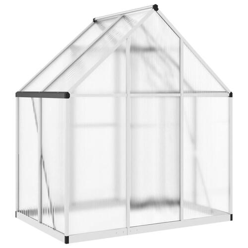Drivhus med fundamentramme 169x114x195 cm aluminium sølvfarvet