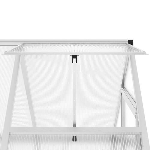 Drivhus med fundamentramme 169x114x195 cm aluminium sølvfarvet