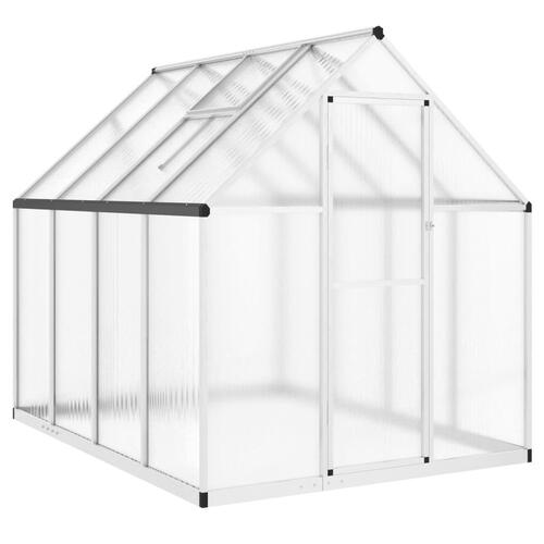 Drivhus med fundamentramme 224x169x195 cm aluminium sølvfarvet