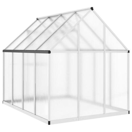 Drivhus med fundamentramme 224x169x195 cm aluminium sølvfarvet