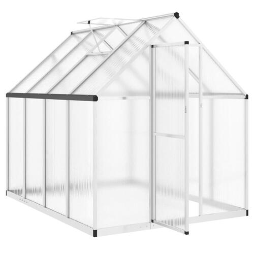 Drivhus med fundamentramme 224x169x195 cm aluminium sølvfarvet