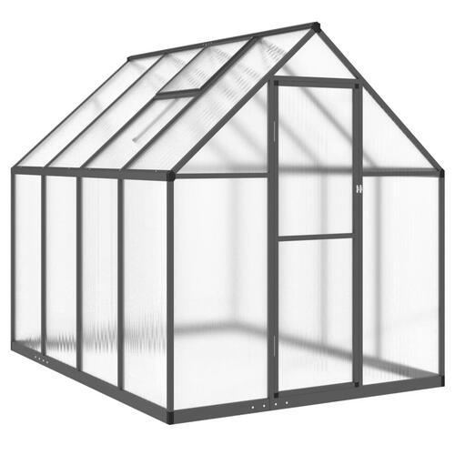 Drivhus med fundamentramme 224x169x195 cm aluminium antracitgrå