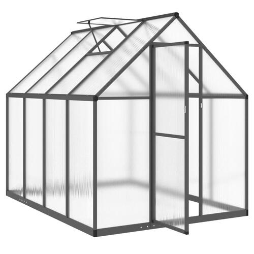 Drivhus med fundamentramme 224x169x195 cm aluminium antracitgrå