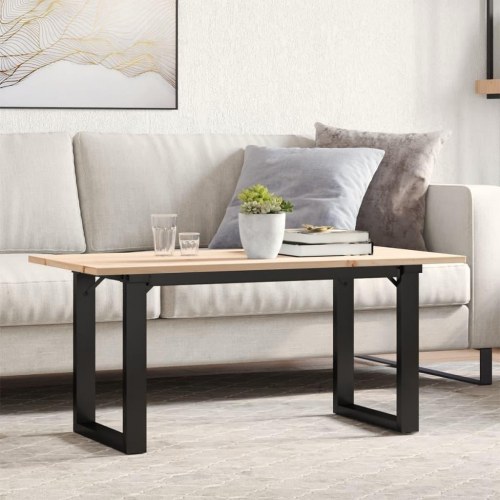 Sofabord 90x40x45 cm O-stel massivt fyrretræ og stål