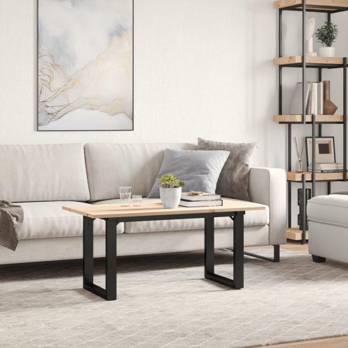 Sofabord 90x40x45 cm O-stel massivt fyrretræ og stål