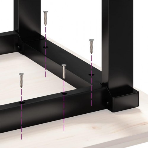Sofabord 90x40x45 cm O-stel massivt fyrretræ og stål