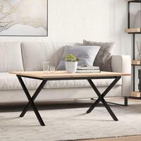 Sofabord 80x80x45 cm X-stel massivt fyrretræ og stål