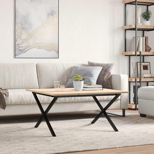 Sofabord 80x80x45 cm X-stel massivt fyrretræ og stål
