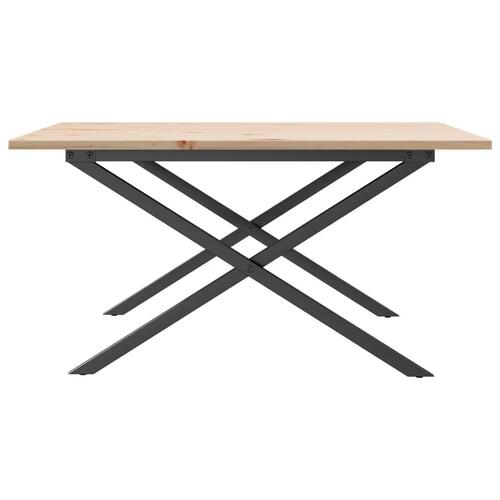 Sofabord 80x80x45 cm X-stel massivt fyrretræ og stål