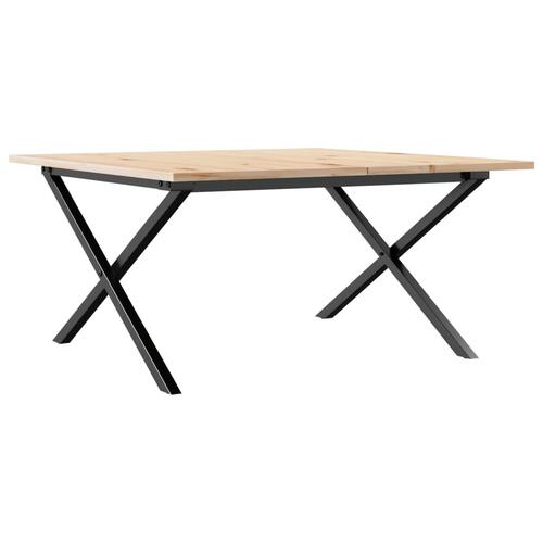 Sofabord 80x80x45 cm X-stel massivt fyrretræ og stål