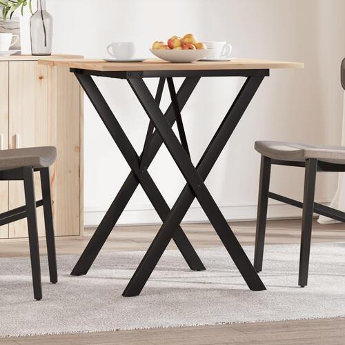 Spisebord 70x70x75 cm X-stel massivt fyrretræ og stål