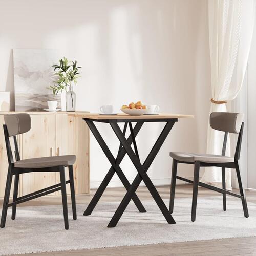 Spisebord 70x70x75 cm X-stel massivt fyrretræ og stål