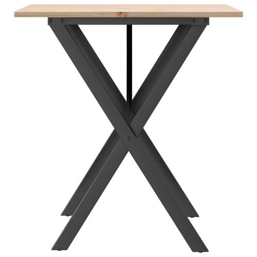 Spisebord 70x70x75 cm X-stel massivt fyrretræ og stål