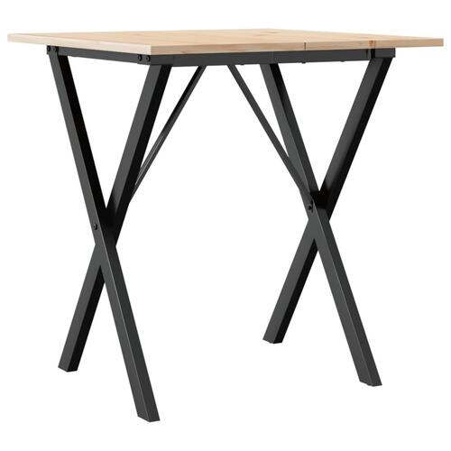 Spisebord 70x70x75 cm X-stel massivt fyrretræ og stål
