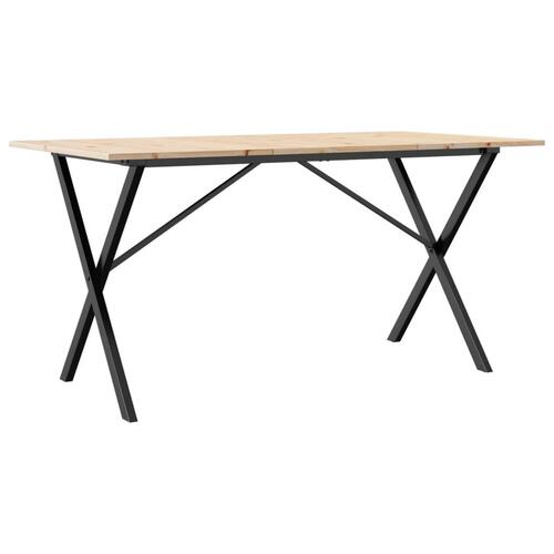 Spisebord 140x80x75 cm X-stel massivt fyrretræ og støbejern
