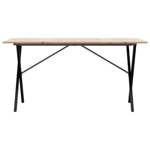Spisebord 140x80x75 cm X-stel massivt fyrretræ og støbejern