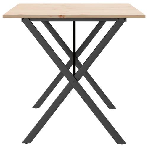 Spisebord 140x80x75 cm X-stel massivt fyrretræ og støbejern