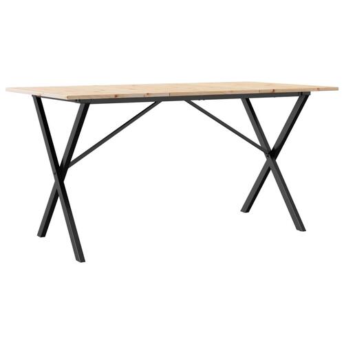 Spisebord 140x80x75 cm X-stel massivt fyrretræ og støbejern