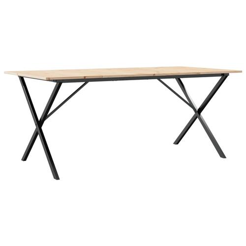Spisebord 180x90x75 cm X-stel massivt fyrretræ og støbejern