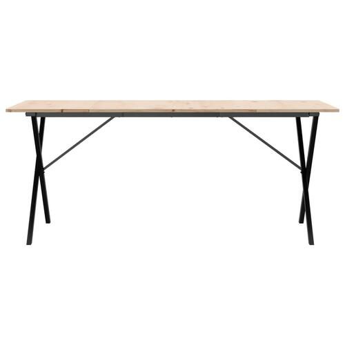 Spisebord 180x90x75 cm X-stel massivt fyrretræ og støbejern