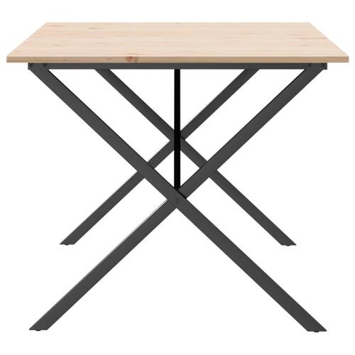 Spisebord 180x90x75 cm X-stel massivt fyrretræ og støbejern