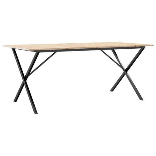 Spisebord 180x90x75 cm X-stel massivt fyrretræ og støbejern