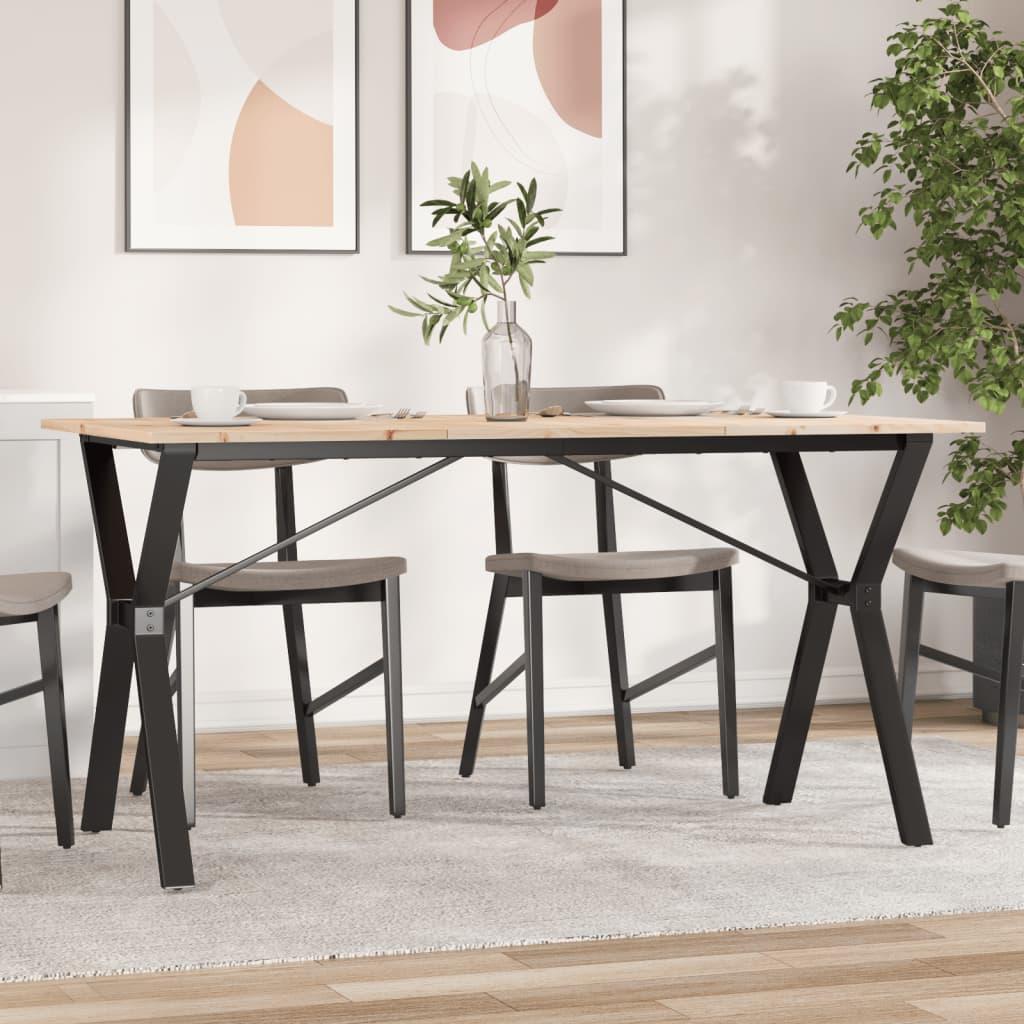 Spisebord 160x80x75 cm Y-stel massivt fyrretræ og stål