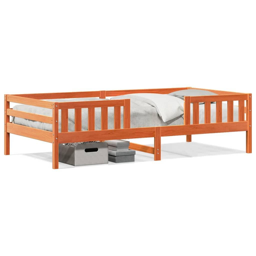 Sengeramme uden madras 90x200 cm massivt fyrretræ gyldenbrun billede