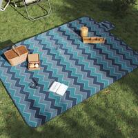 Picnictæppe 200x150 cm foldbart bølget fløjl blå